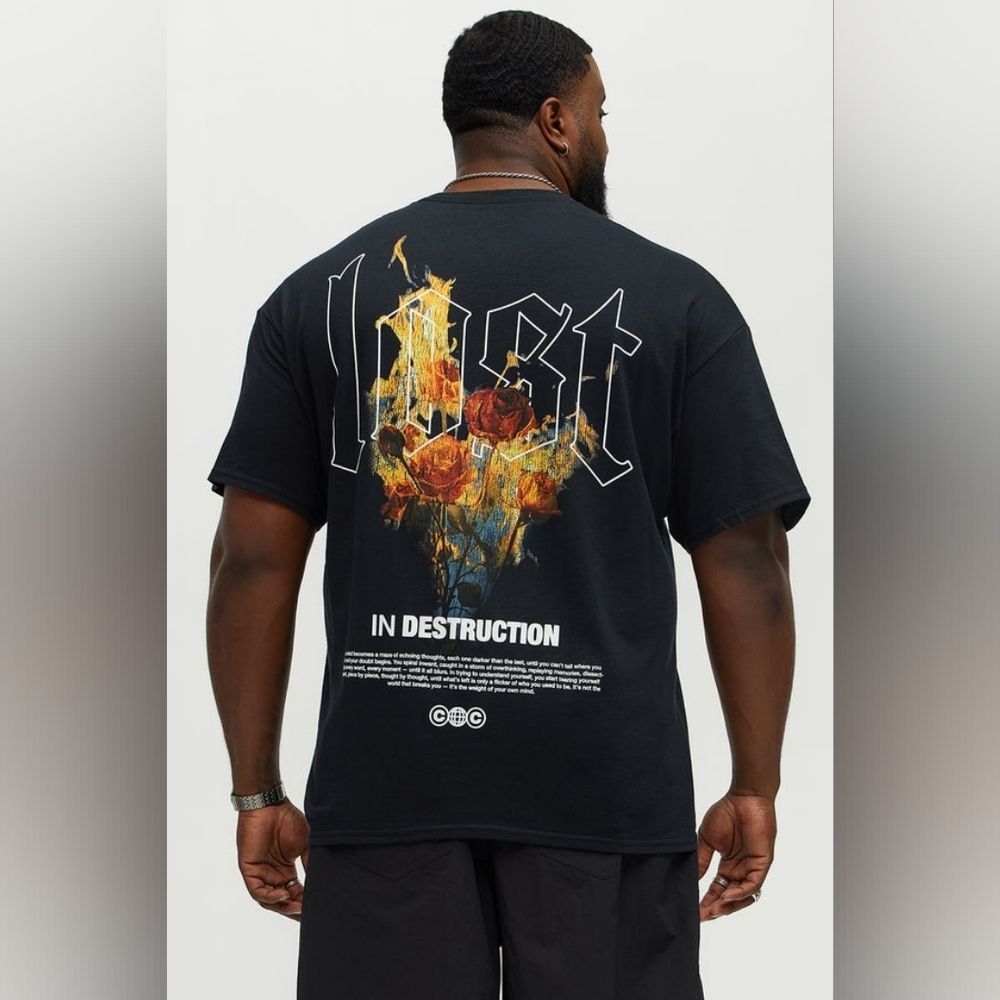 Lost In Destruction Graphic Two-Sided Black Tee